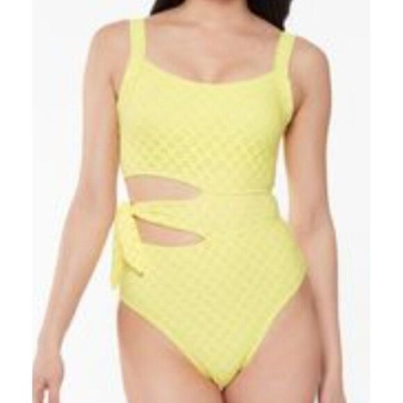 JESSICA Simpson Sweet Tooth Solids Cutout One-Piece Swimsuit. Size Large. - Picture 1 of 6